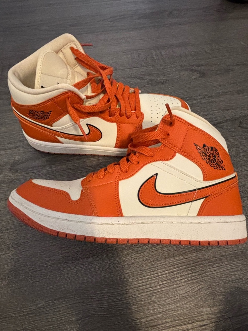 Jordan High-Top Sneakers in White & Orange - Picture 5 of 6